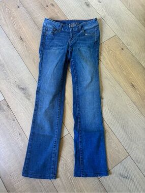 Red Women's Wide Leg Jeans in Dark Blue Wash